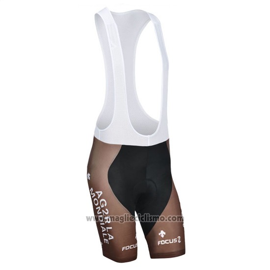 2014 Abbigliamento Ciclismo Ag2rla Marrone Manica Corta e Salopette